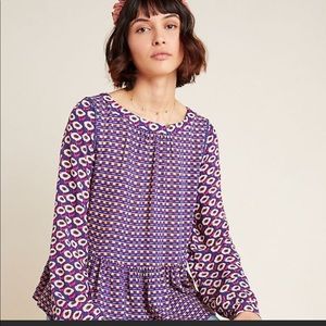 Anthropologie Maeve Cheyenne Peplum Blouse